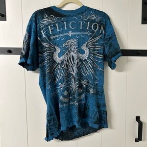 Affliction Teal Winged Graphic Tee